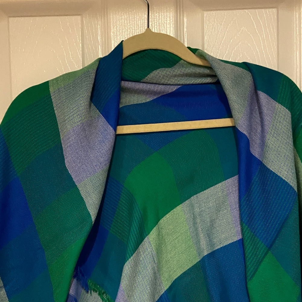 Echo Blue and Green Plaid Wrap - Picture 3 of 9